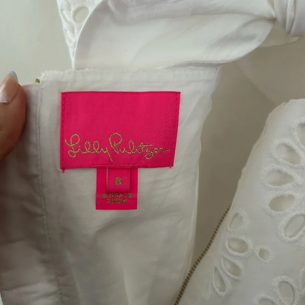 Lilly Pulitzer White Pinwheel Eyelet Shelli Cotton Dress Size 8 - Picture 9 of 10